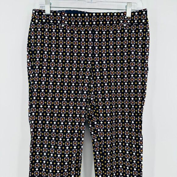 J. Crew Size 6 Navy Blue Geometric Printed Side Zip Winnie Capri Pants - Picture 2 of 8